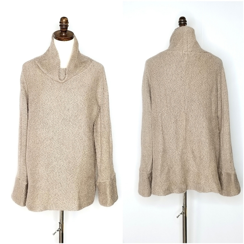 Soft Surroundings Small Brown Cowl Neck Oversized Longsleeve Tunic Sweater Top